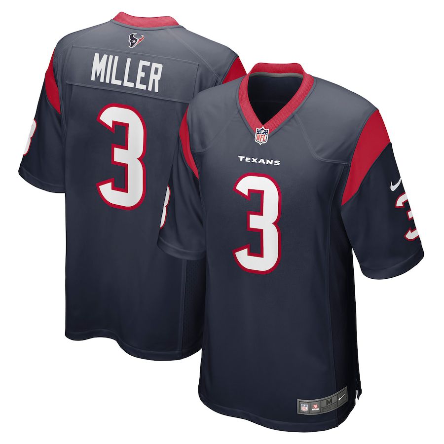 Men Houston Texans 3 Anthony Miller Nike Navy Player Game NFL Jersey